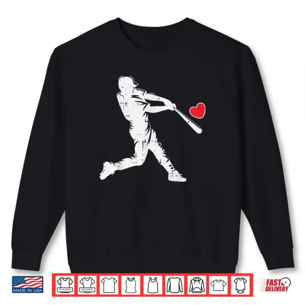 Sweatshirt Valentines Day Baseball Batter Silhouette Heart Shirt