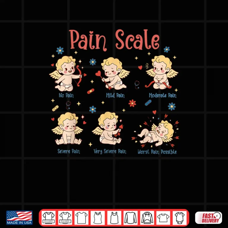 Design Pain Scale Cupid Nurse Trauma Nurse ICU Nurse Valentine Day Shirt 1