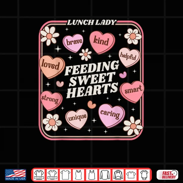 Design Lunch Lady Valentines Day Retro Cute Cafeteria Shirt