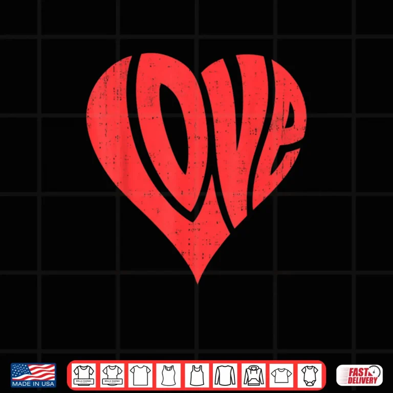 Design Love Heart Valentines Day Retro Vintage Shirt