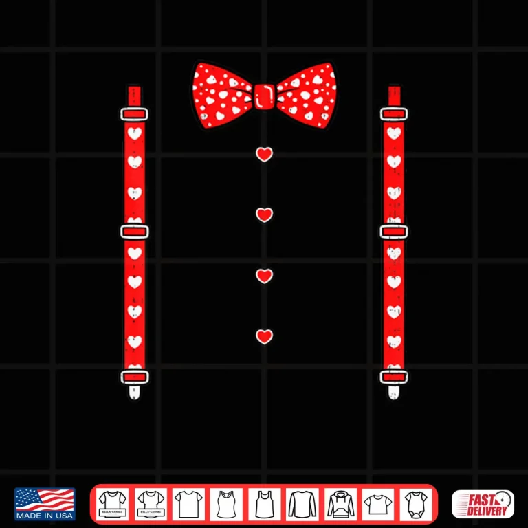 Heart Bow Tie Suspenders Tuxedo Valentines Day Shirt 4 Design Heart Bow Tie Suspenders Tuxedo Valentines Day Shirt