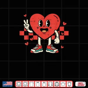 Design Groovy Heart Peace Hand Valentines Day Shirt