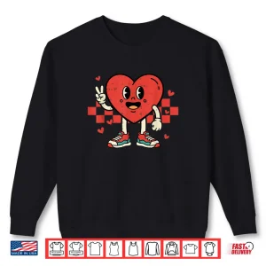 Sweatshirt Groovy Heart Peace Hand Valentines Day Shirt