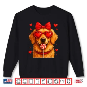 Cute Golden Retriever Valentine Heart Candy Valentines Day Shirt 1 Sweatshirt Cute Golden Retriever Valentine Heart Candy Valentines Day Shirt