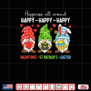 Design Cute Gnome Happy Valentines St Patricks Easter Holiday Shirt