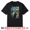 Black Cat Starry Night Van Gogh Valentine’s Day Cat Lover Shirt