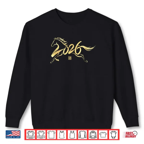 Sweatshirt Year of The Horse 2026 Calligraphy Chinese New Year Horse Shirt