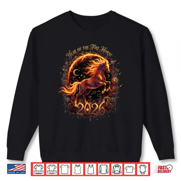 Sweatshirt Year of The Fire Horse 2026 Lunar Chinese New Year Zodiac Shirt