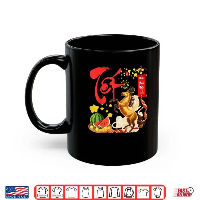 Peach Blossom Vietnamese Lunar New Year Horse 2026 Happy TET Shirt 3 Mug Peach Blossom Vietnamese Lunar New Year Horse 2026 Happy TET Shirt