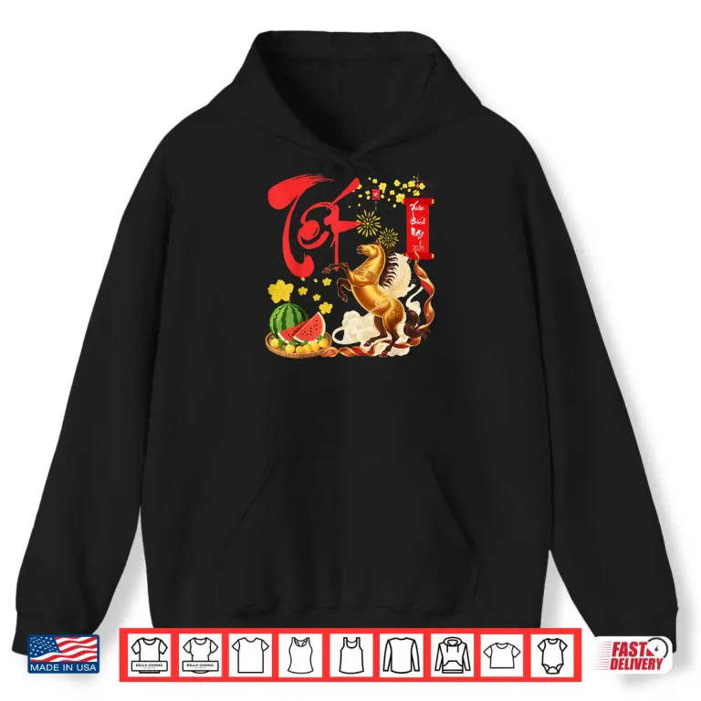 Peach Blossom Vietnamese Lunar New Year Horse 2026 Happy TET Shirt 2 Hoodie Peach Blossom Vietnamese Lunar New Year Horse 2026 Happy TET Shirt