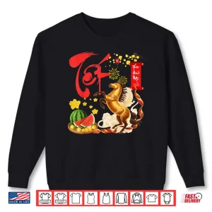 Sweatshirt Peach Blossom Vietnamese Lunar New Year Horse 2026 Happy TET Shirt