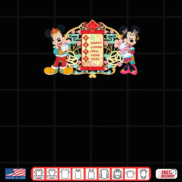 Design Mickey Minnie Chinese Happy Lunar New Year 2026 Shirt