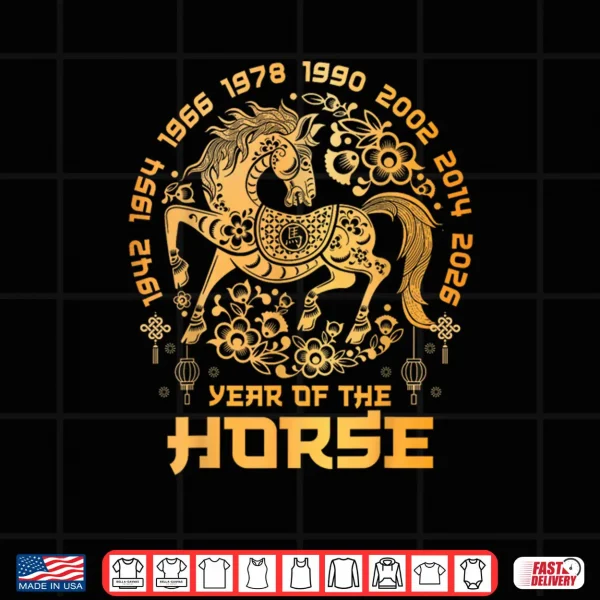 Design Lunar Chinese New Year 2026 Funny Year of The Horse Zodiac Shirt