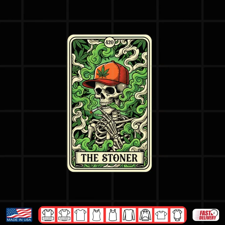 Design Tarot Card The Stoner Skeleton Weed Lover Cannabis 420 Shirt