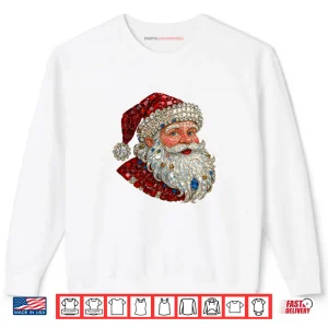 Sweatshirt Jeweled Glam Santa Sparkle Christmas Shirt