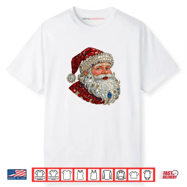 Jeweled Glam Santa Sparkle Christmas Shirt