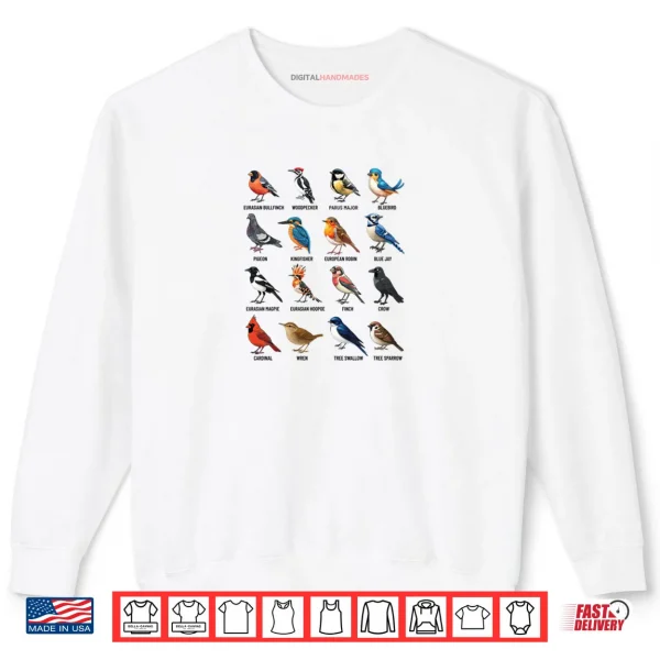 Sweatshirt Garden Birds Ornithology Nature Educational Shirt