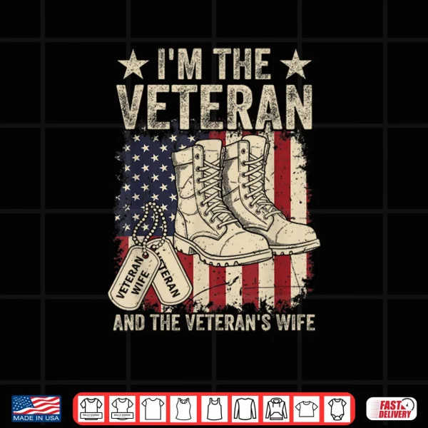 Design Veteran Wife Proud American Veteran Wife Veterans Day Shirt