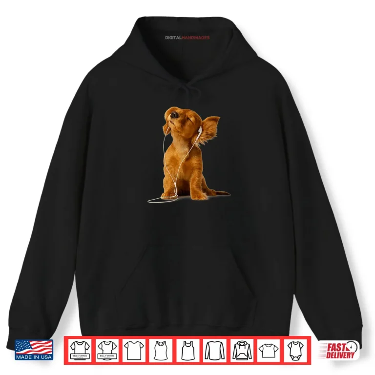 Cute Dog Listening to Music Chill Puppy with Headphones Shirt 2 Hoodie Cute Dog Listening to Music Chill Puppy with Headphones Shirt
