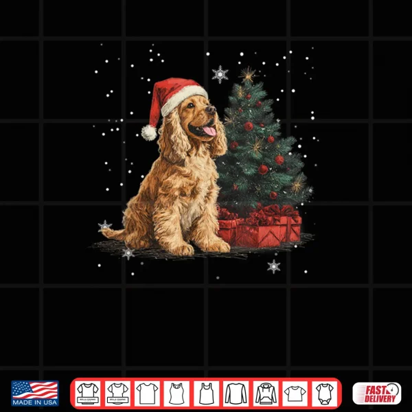 Design Cocker Spaniel Dog Christmas Tree Funny Shirt