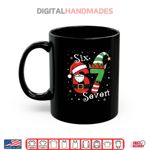 Mug Six Seven 67 Meme 6 7 Elf Santa Christmas Pajamas Shirt 2