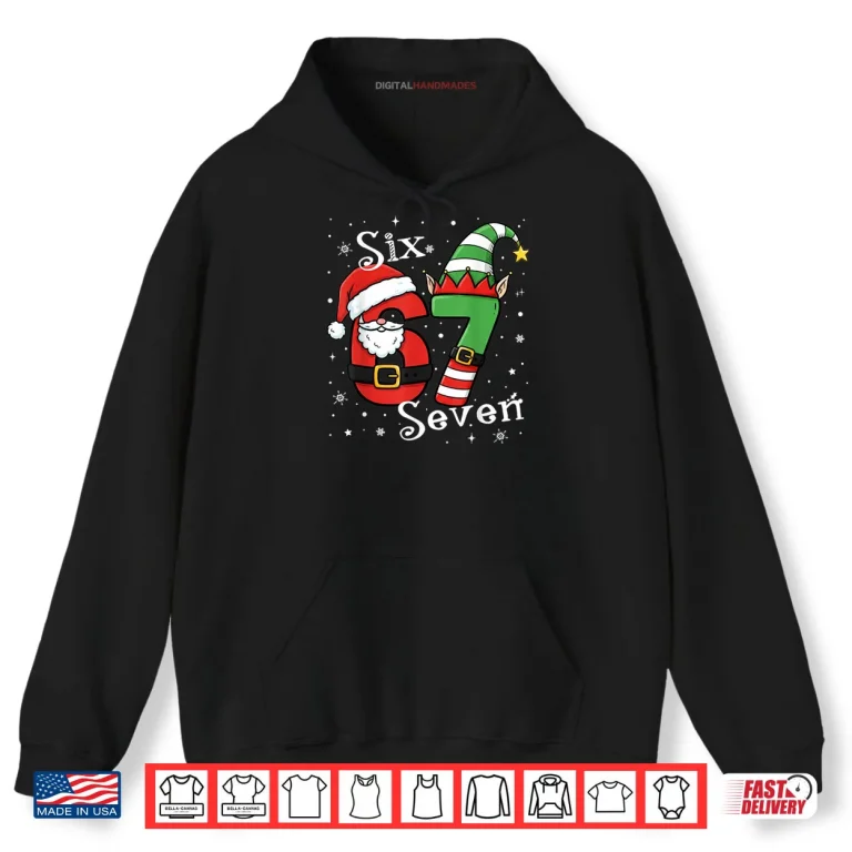 Hoodie Six Seven 67 Meme 6 7 Elf Santa Christmas Pajamas Shirt 2