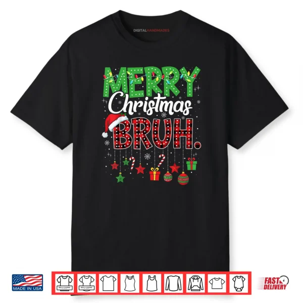 Bruh Christmas Red Plaid Teens Boys Kids Xmas Pajama Shirt