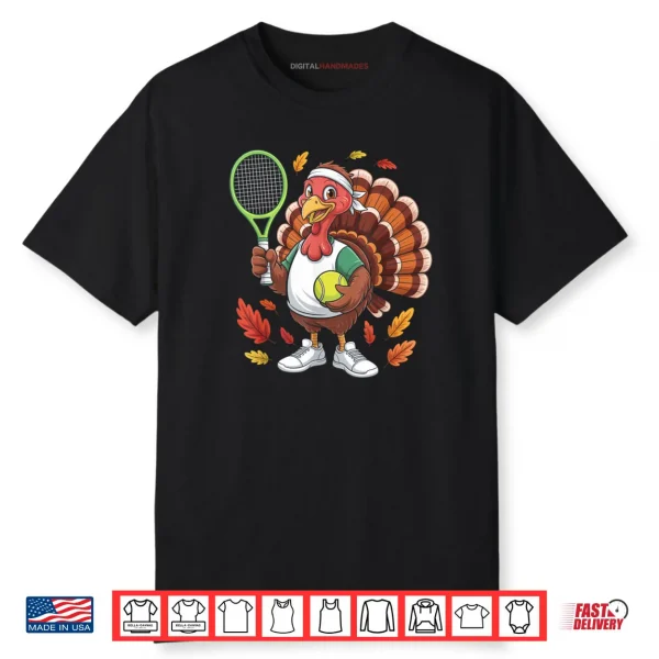 Turkey Tennis Thanksgiving Fall Girl Shirt