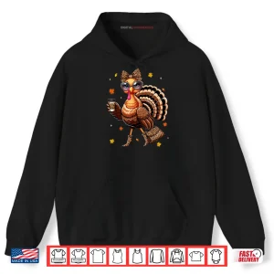 Hoodie Leopard Turkey Drinking Coffee Thanksgiving Turkey Day Shirt