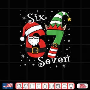 Design Six Seven 67 Meme 6 7 Elf Santa Christmas Pajamas Shirt 1