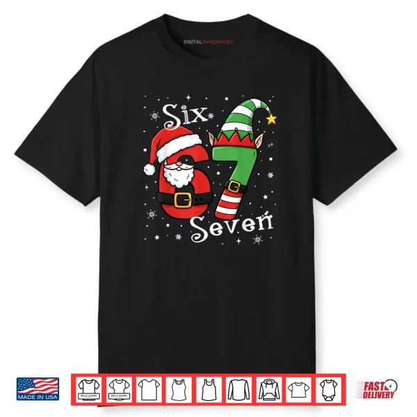 Six Seven 67 Meme 6 7 Elf Santa Christmas Pajamas Shirt