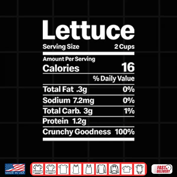 Design Lettuce Costume Nutrition Facts Shirt