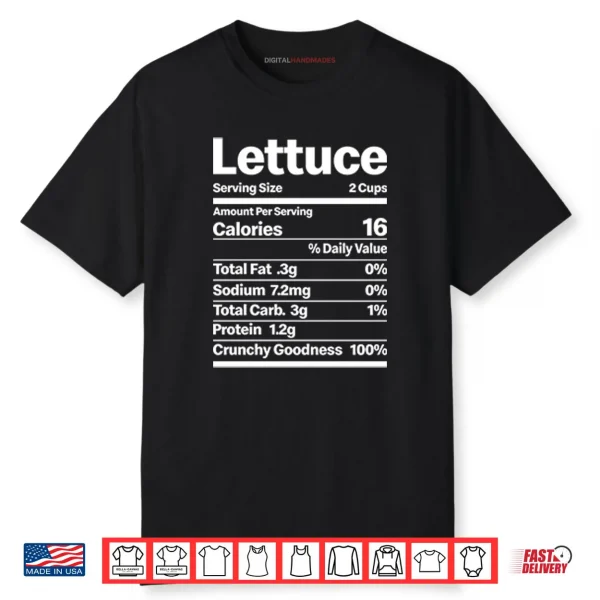 Lettuce Costume Nutrition Facts Shirt