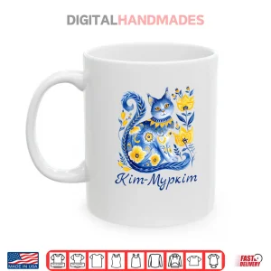 Mug Ukraine Cat Cute Floral Ukrainian Flag Vyshyvanka Style Shirt
