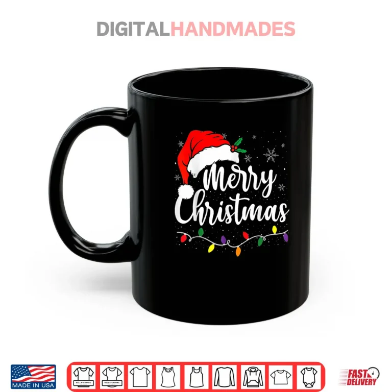 Merry Christmas Lights Red Santa Hat Xmas Family Shirt 3 Mug Merry Christmas Lights Red Santa Hat Xmas Family Shirt