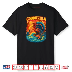 Vintage Cool Turkey Day Thanksgiving Gobblezilla Shirt