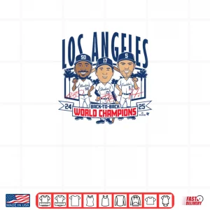 LA Baseball Back to Back World Champs Caricatures Shirt 3 Design LA Baseball Back to Back World Champs Caricatures Shirt