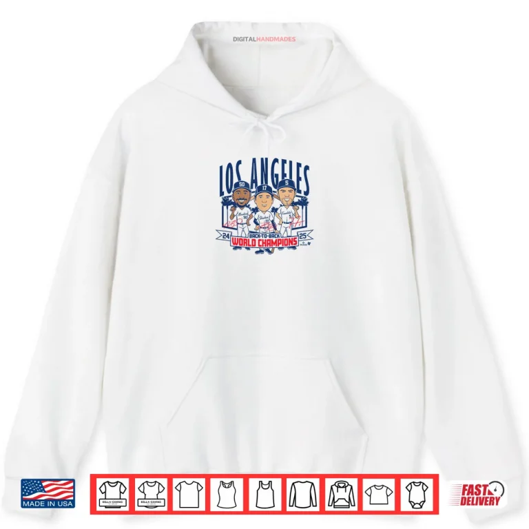 Hoodie LA Baseball Back to Back World Champs Caricatures Shirt