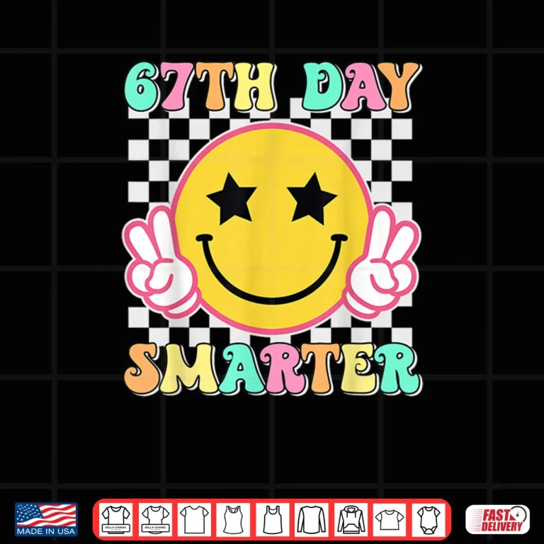 Design 67th Day of School 67 Days Smarter Teacher Student Groovy Shirt
