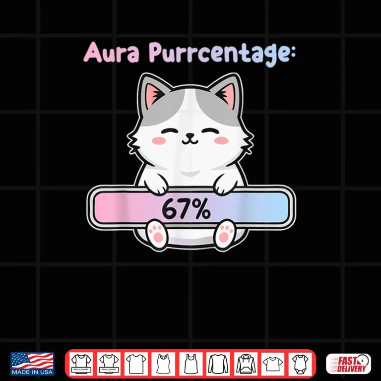 Design 67 Funny Cat Aura Energy at Six Seven Meme Gen Z Alpha Shirt