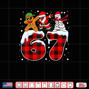 Design Trending Christmas Funny 67 Meme Six Seven Dabbing Santa Shirt