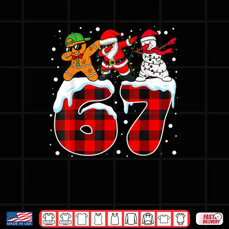 Design Trending Christmas Funny 67 Meme Six Seven Dabbing Santa Shirt