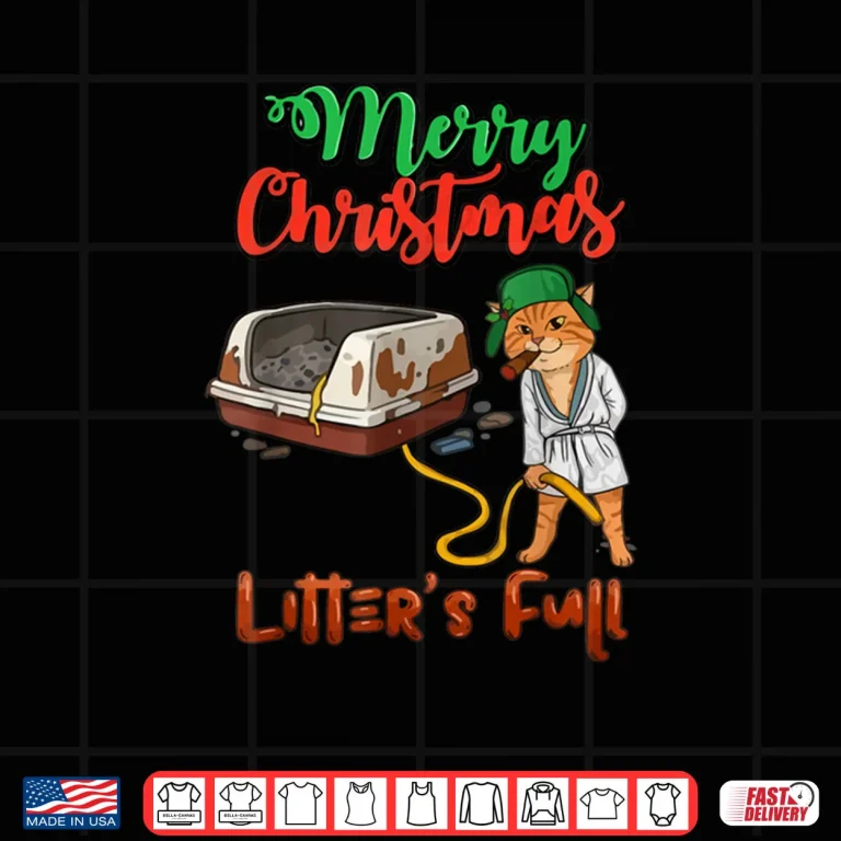 Design Litters Full Merry Christmas Funny Cat Lovers Holidays Xmas Shirt