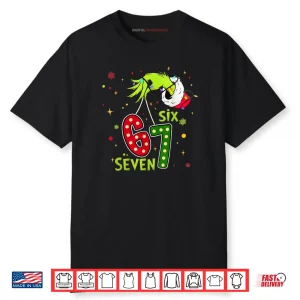 Six Seven Christmas 6 7 Brainot Meme Xmas Hand Shirt