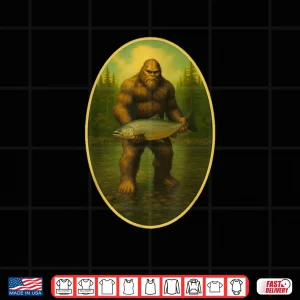 Design Sasquatch Fishing Tee Bigfoot Salmon Fishing Funny Shirt