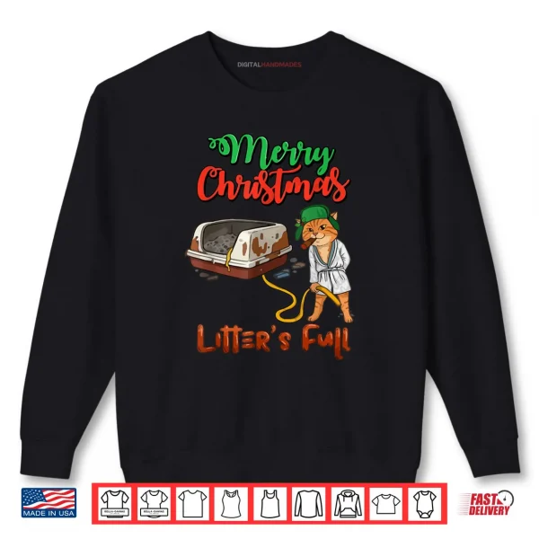 Sweatshirt Litters Full Merry Christmas Funny Cat Lovers Holidays Xmas Shirt