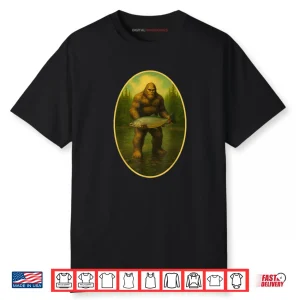 Sasquatch Fishing Tee Bigfoot Salmon Fishing Funny Shirt