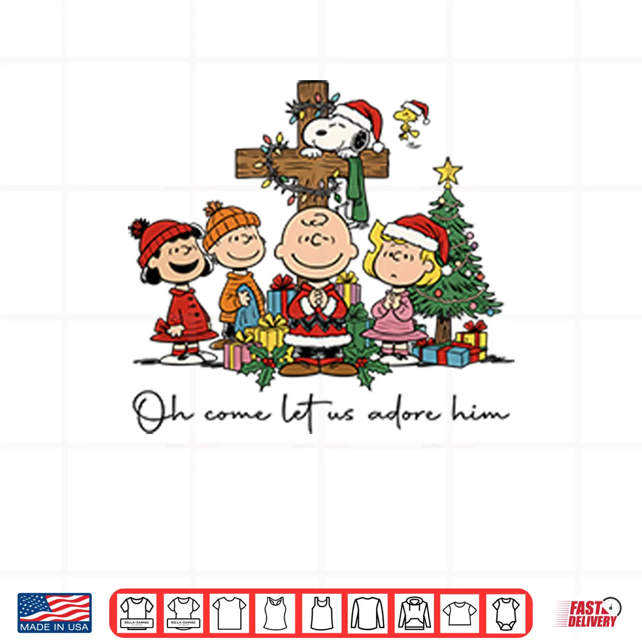 The Peanuts Christmas Christian Oh Come Let Us Adore Him Shirt The Peanuts Christmas Christian Oh Come Let Us Adore Him Shirt