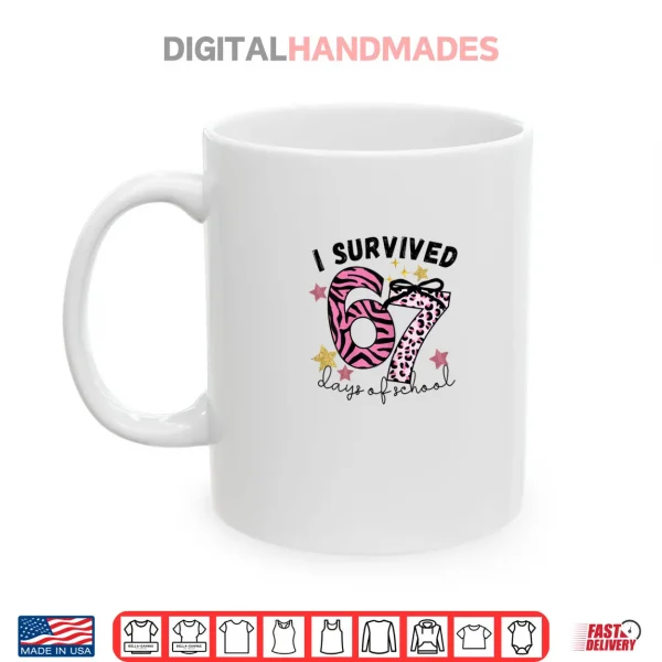 Mug 67 Days of School Pink Leopard Girl Glam Zebra Shirt