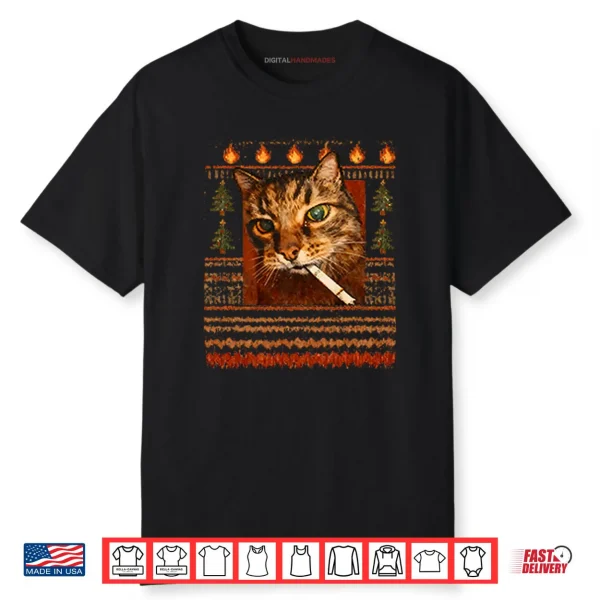 Funny Smoking Cat Meme Christmas Shirt